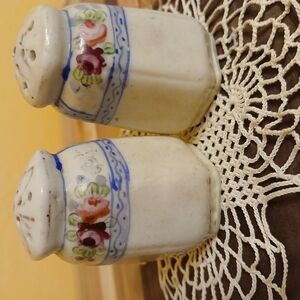 Very Old Nippon Japan PorceFloral Ceramic Salt and Pepper Shakers